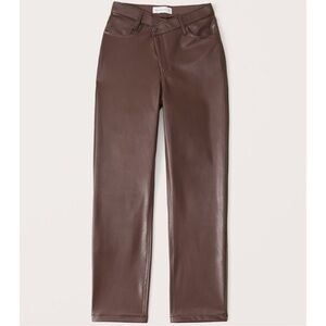 Abercrombie & Fitch Crossover Waist Vegan Leather Dad Pants- Size 32 = Size 14